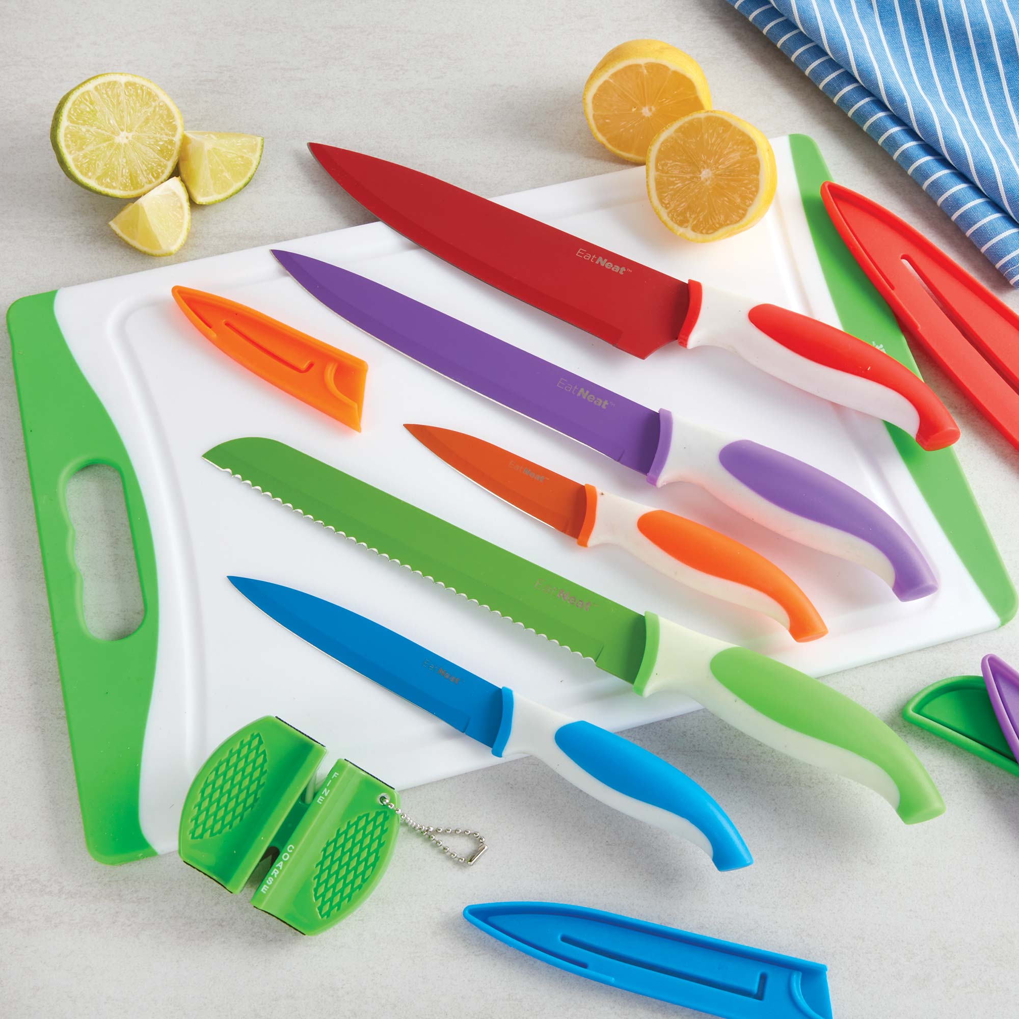EatNeat 12-Piece Colorful Kitchen Knife Set and 5-Piece Glass Food Storage  Co