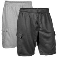 Fleece Cargo Shorts 2 Pack - Black/Grey