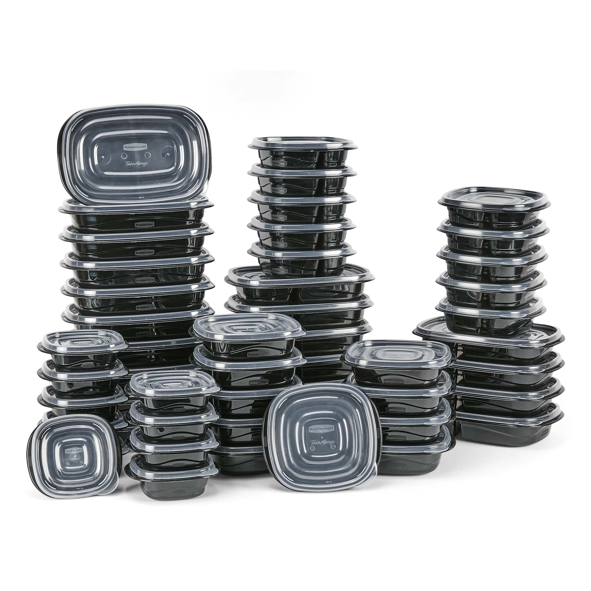 3 Rubbermaid TakeAlongs Meal Prep Storage Containers Black Clear