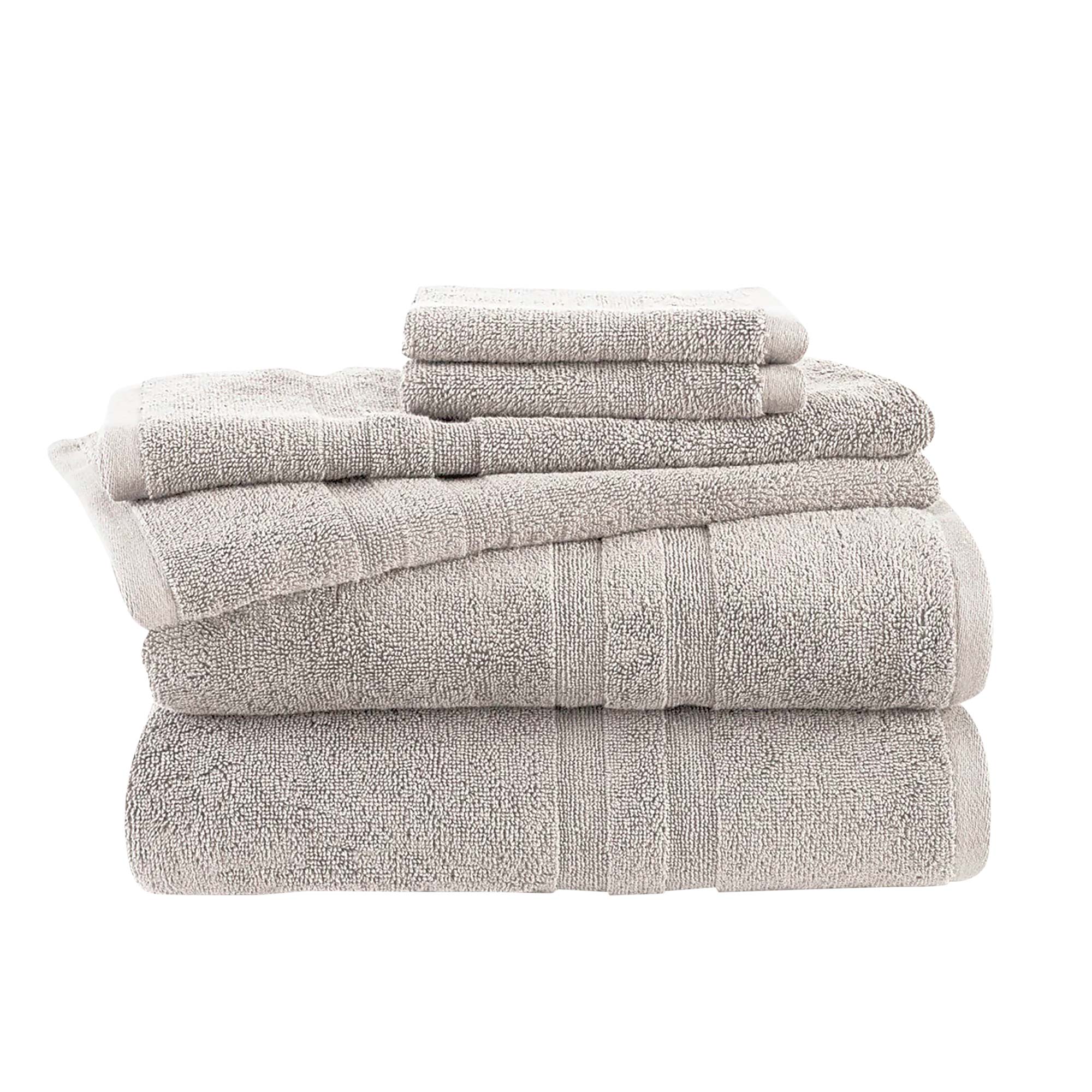 6-Piece Grey Antimicrobial Towels