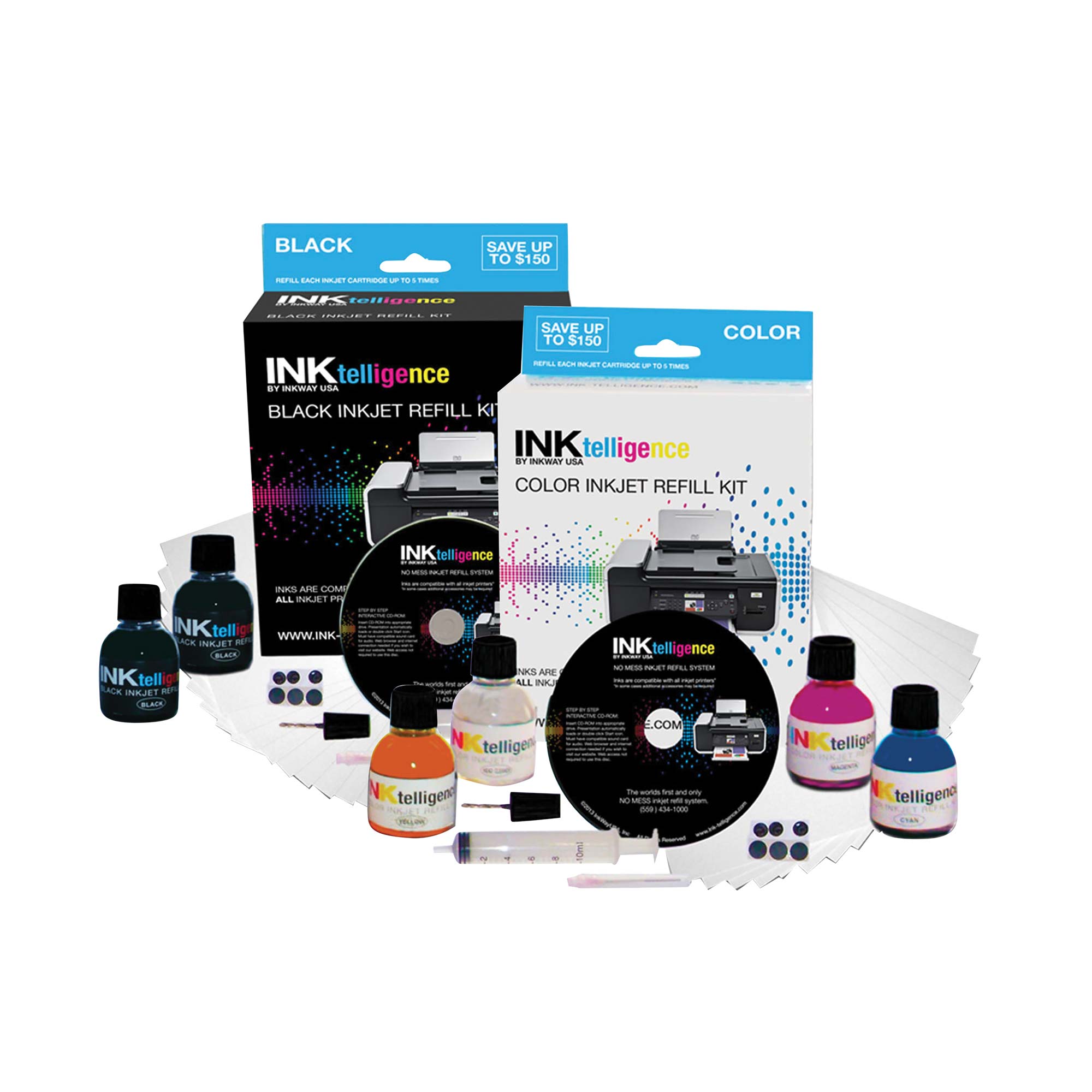 Ink-Telligence Printer Ink Kit Set - Black & Color