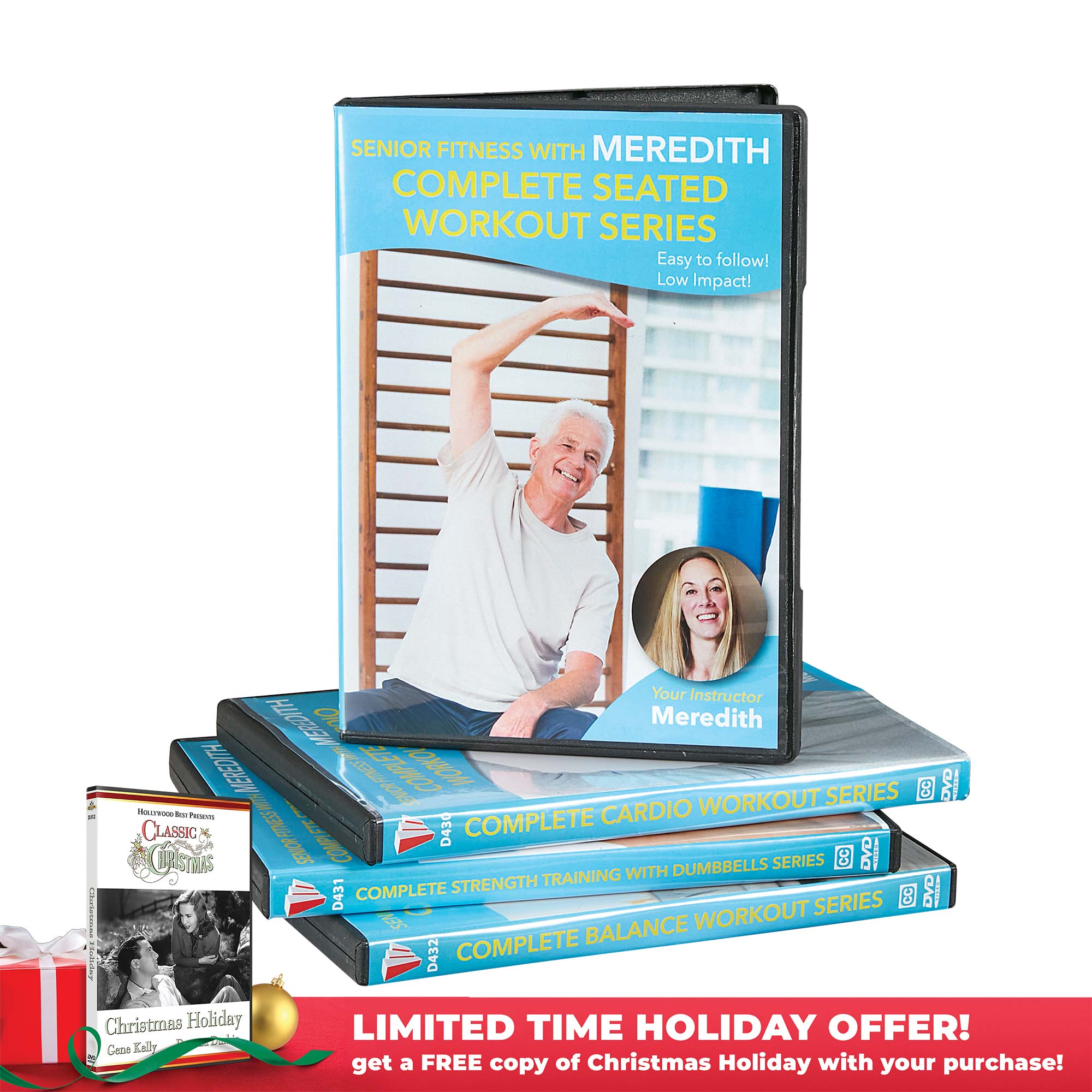 Senior Fitness with Merideth DVD Set + FREE Christmas Holiday DVD