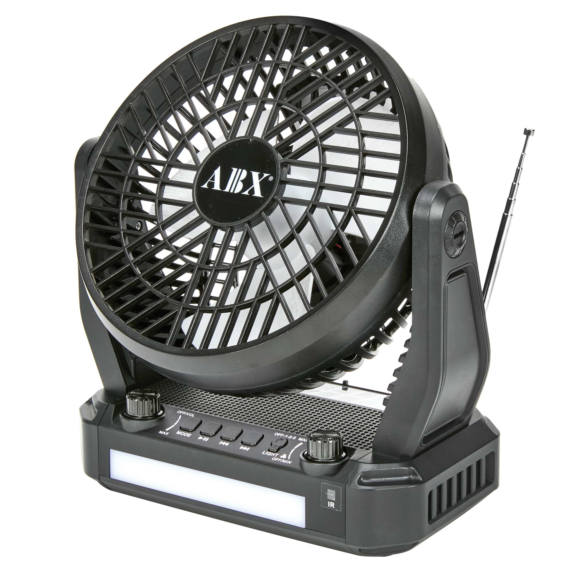 Portable 6" Solar Fan with Radio, Bluetooth, Dimmable LED Lights & More!