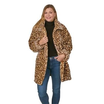 Ladies Faux Leopard Coat