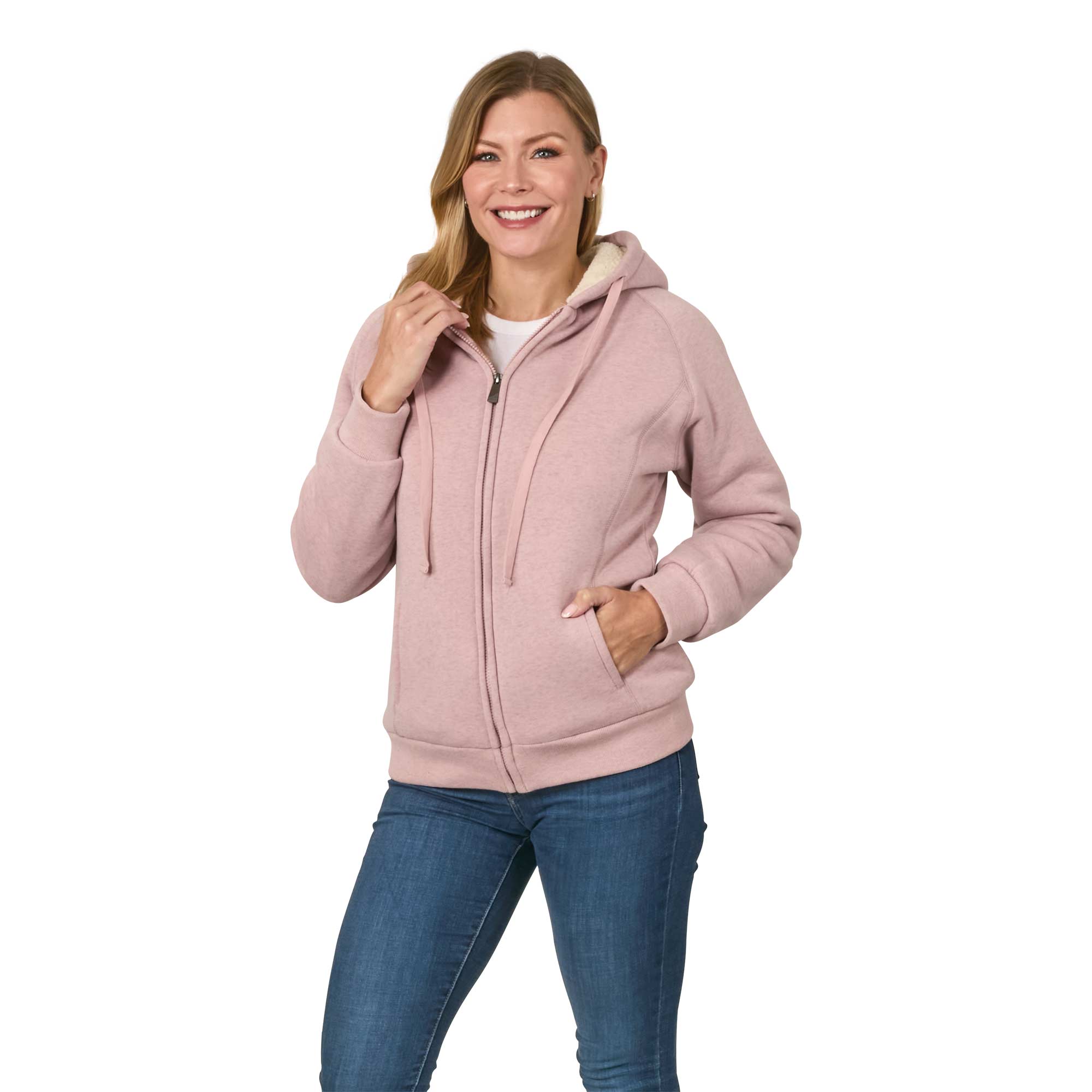 Ladies Sherpa Hoodie - Mauve