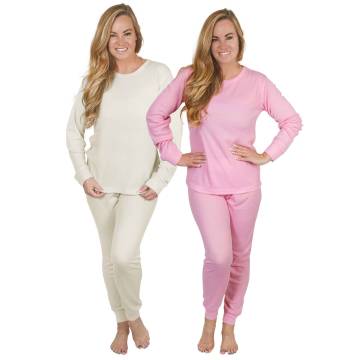 Ladies Pink &amp; Natural Thermal Set - 2 Pack