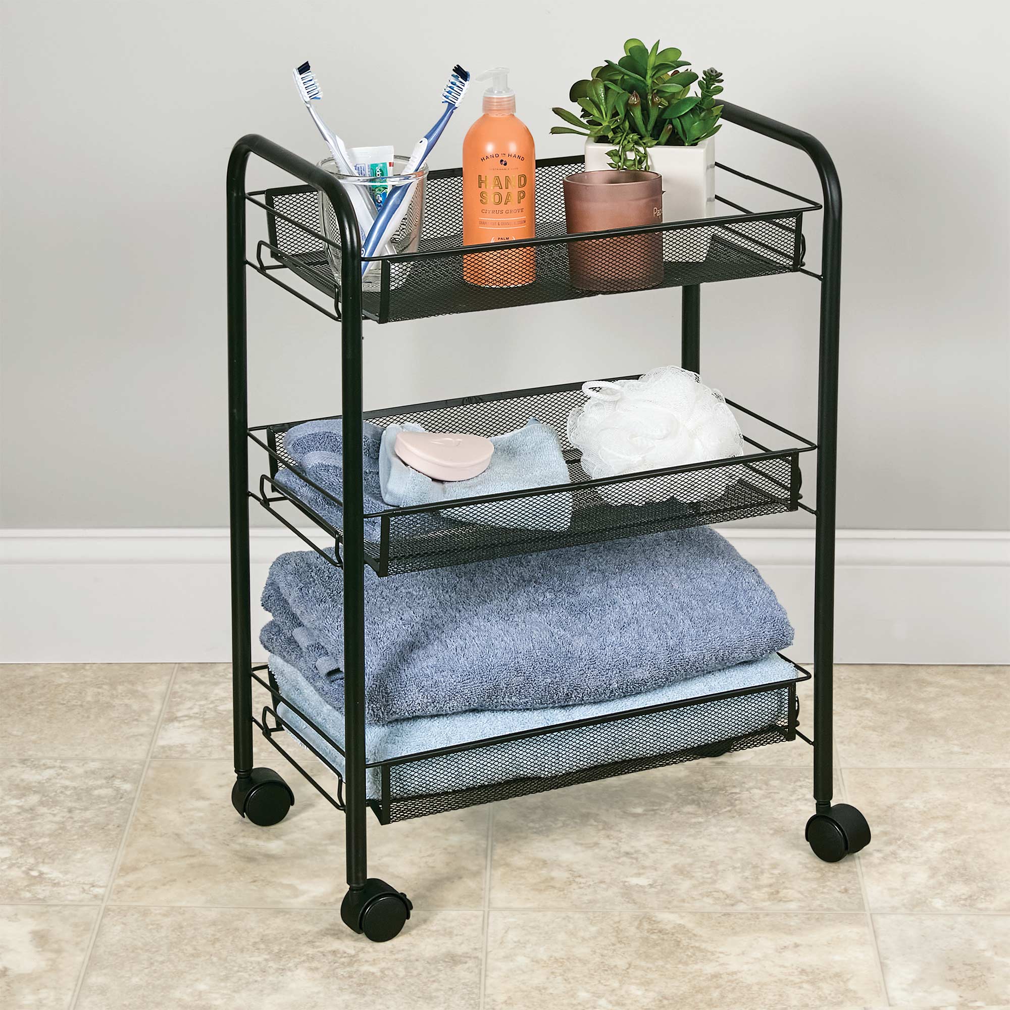 3-Tier Mesh Trolley Cart