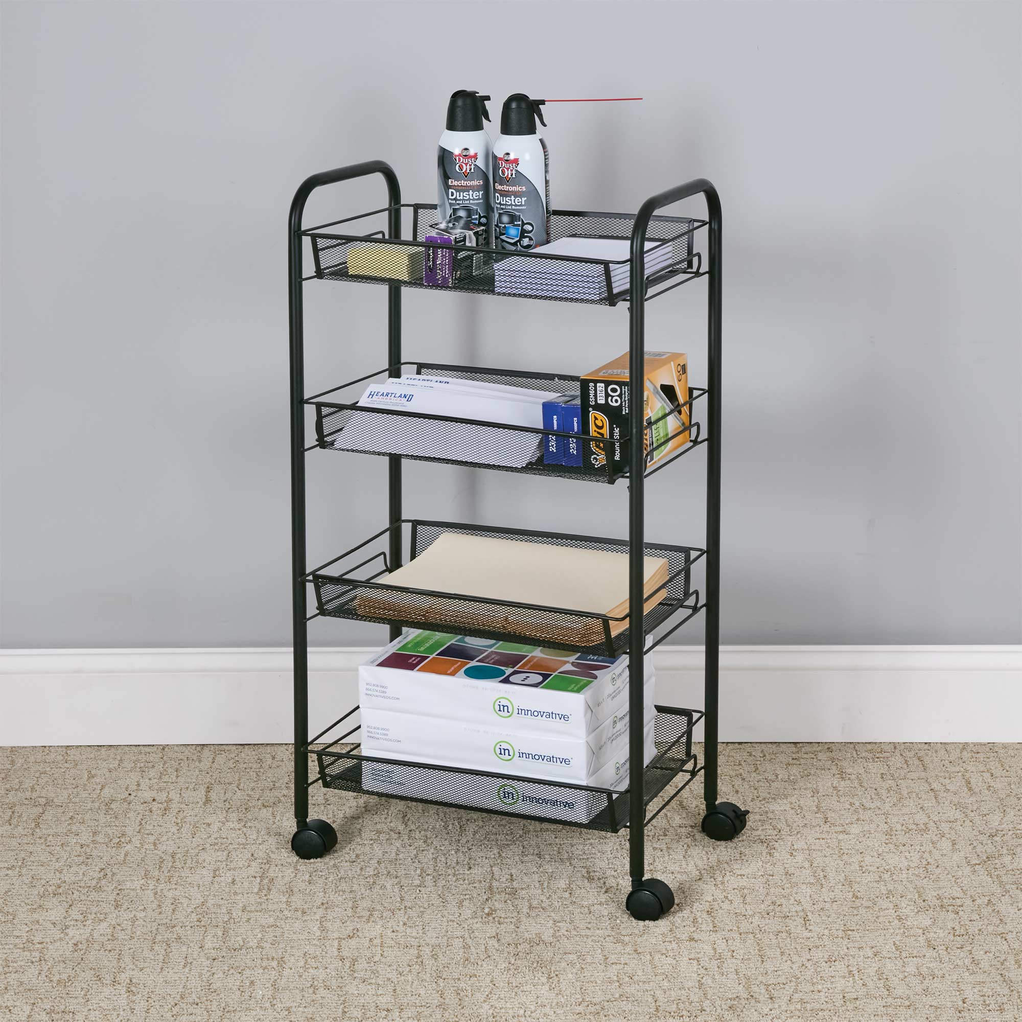 4-Tier Mesh Trolley Cart