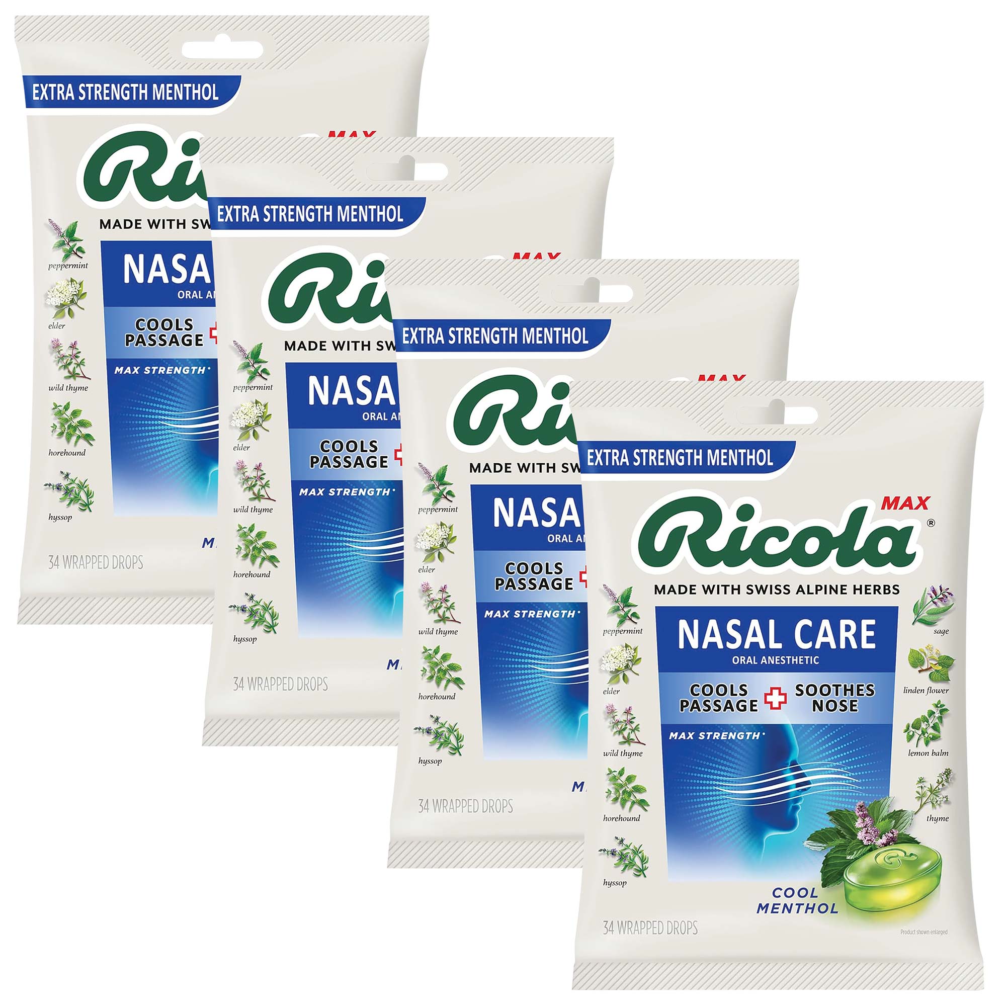 Ricola Max Cool Menthol Drops - 4 Pack