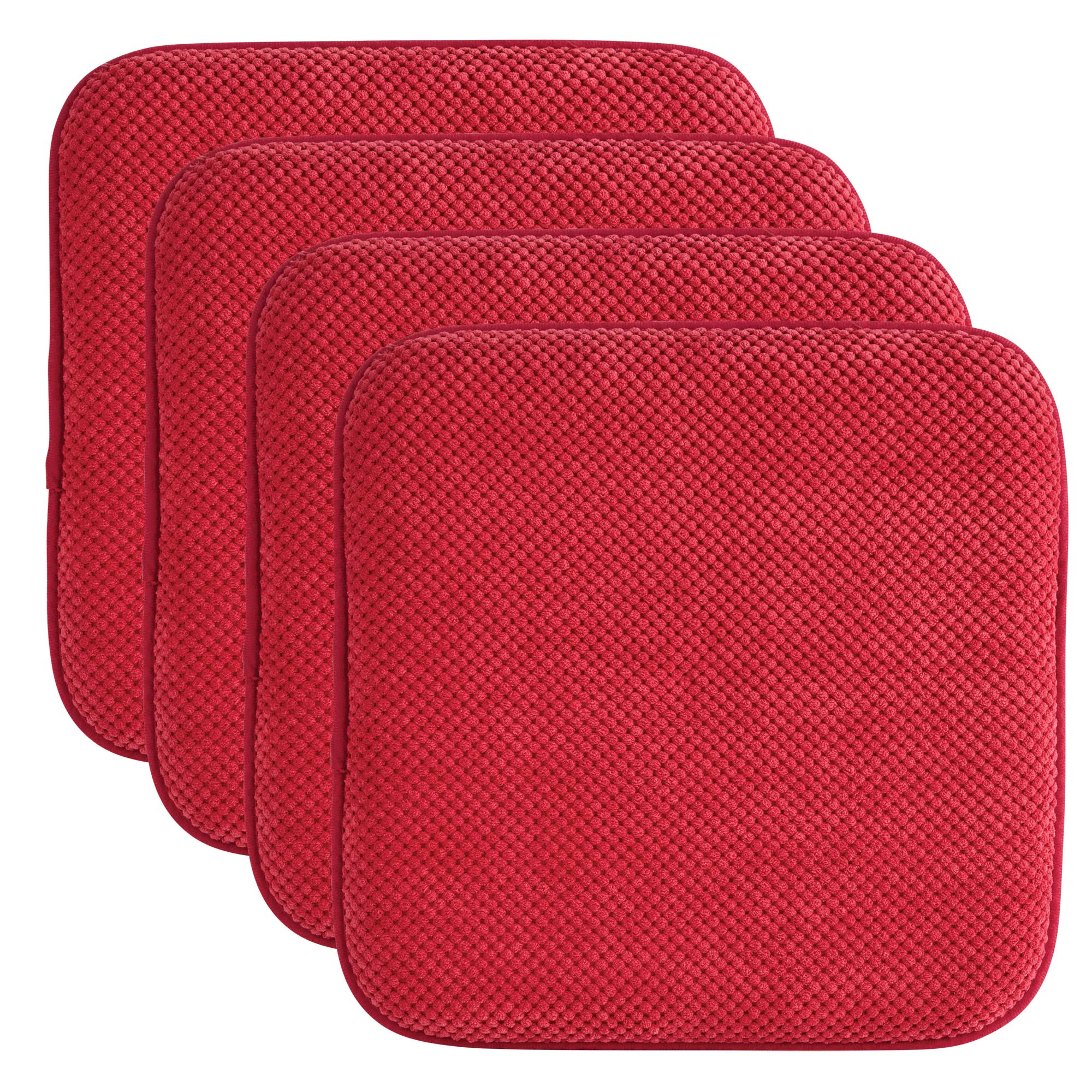 Memory-Foam Chair Cushions - 4 Pack Burgundy