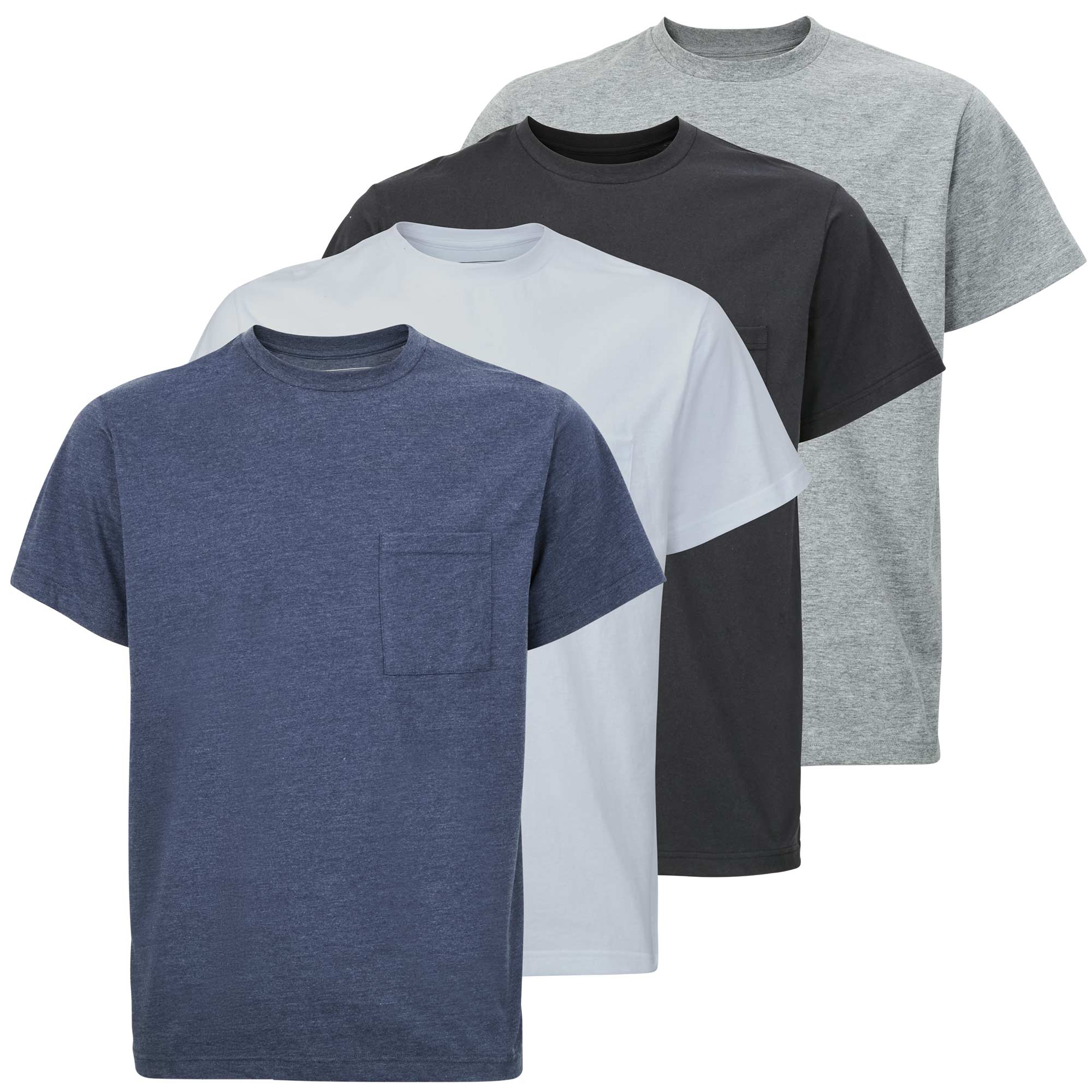 Men's Pocket Tees - 4 Pack B/G/W/N