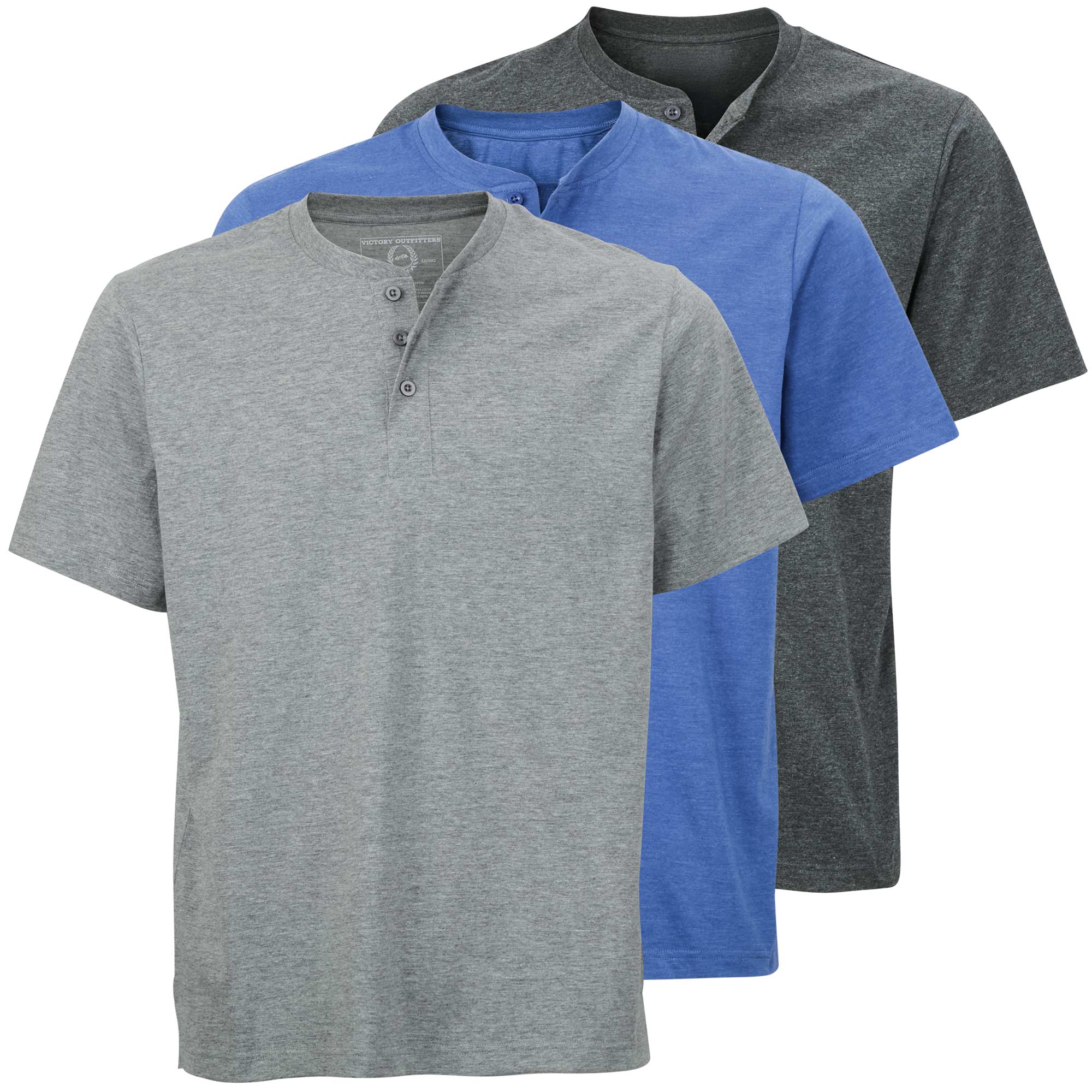 Men's Short-Sleeve Henleys - 3 Pack G/B/C