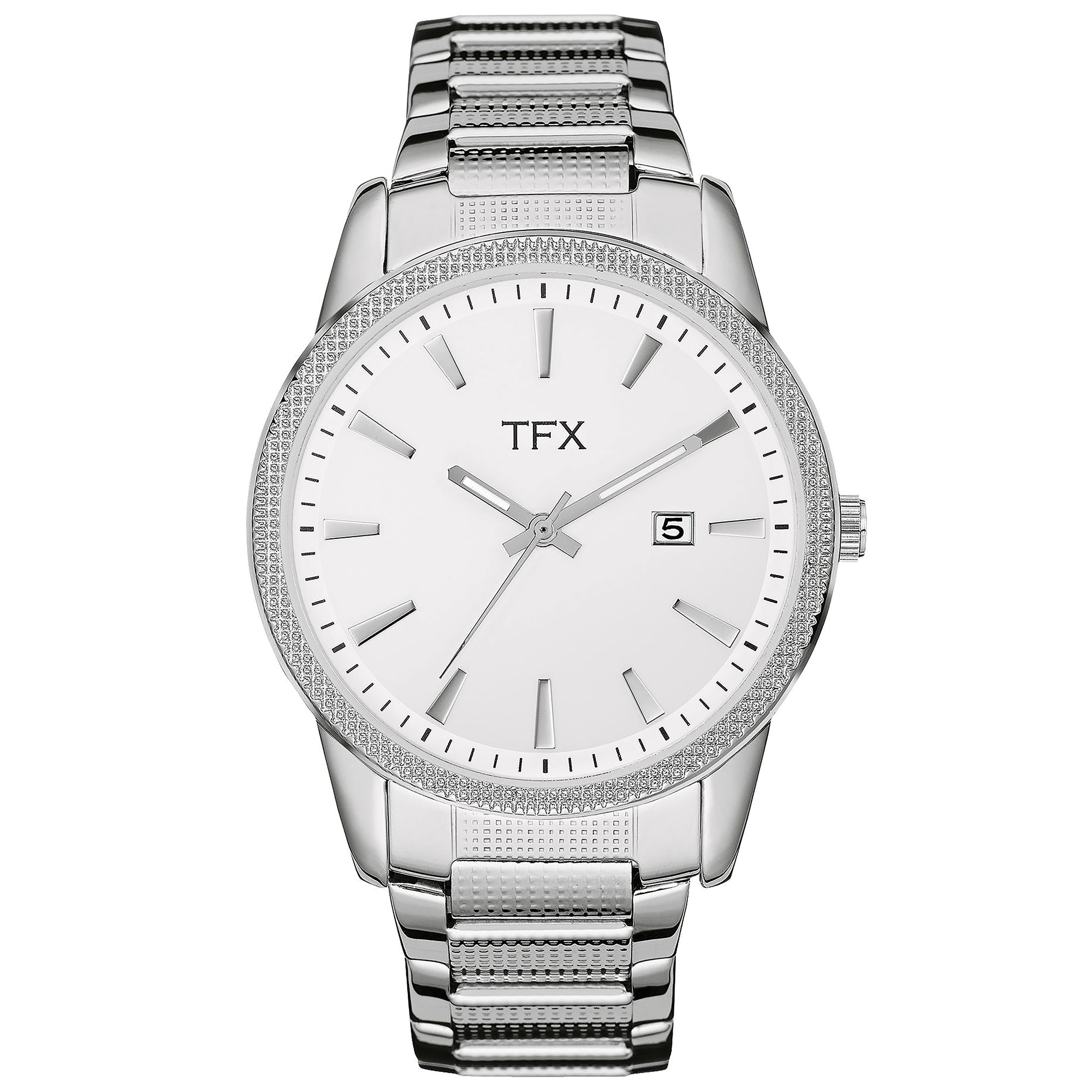 TFX Men's Silver Watch with Crystal Dial