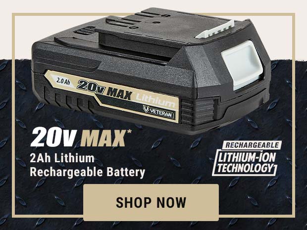 Veteran Tool 20V MAX 2Ah Lithium Rechargeable Battery