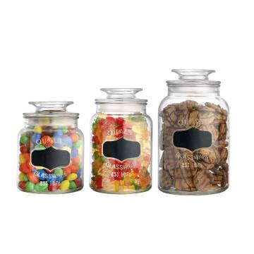 3-pc Glass Candy Jars Set