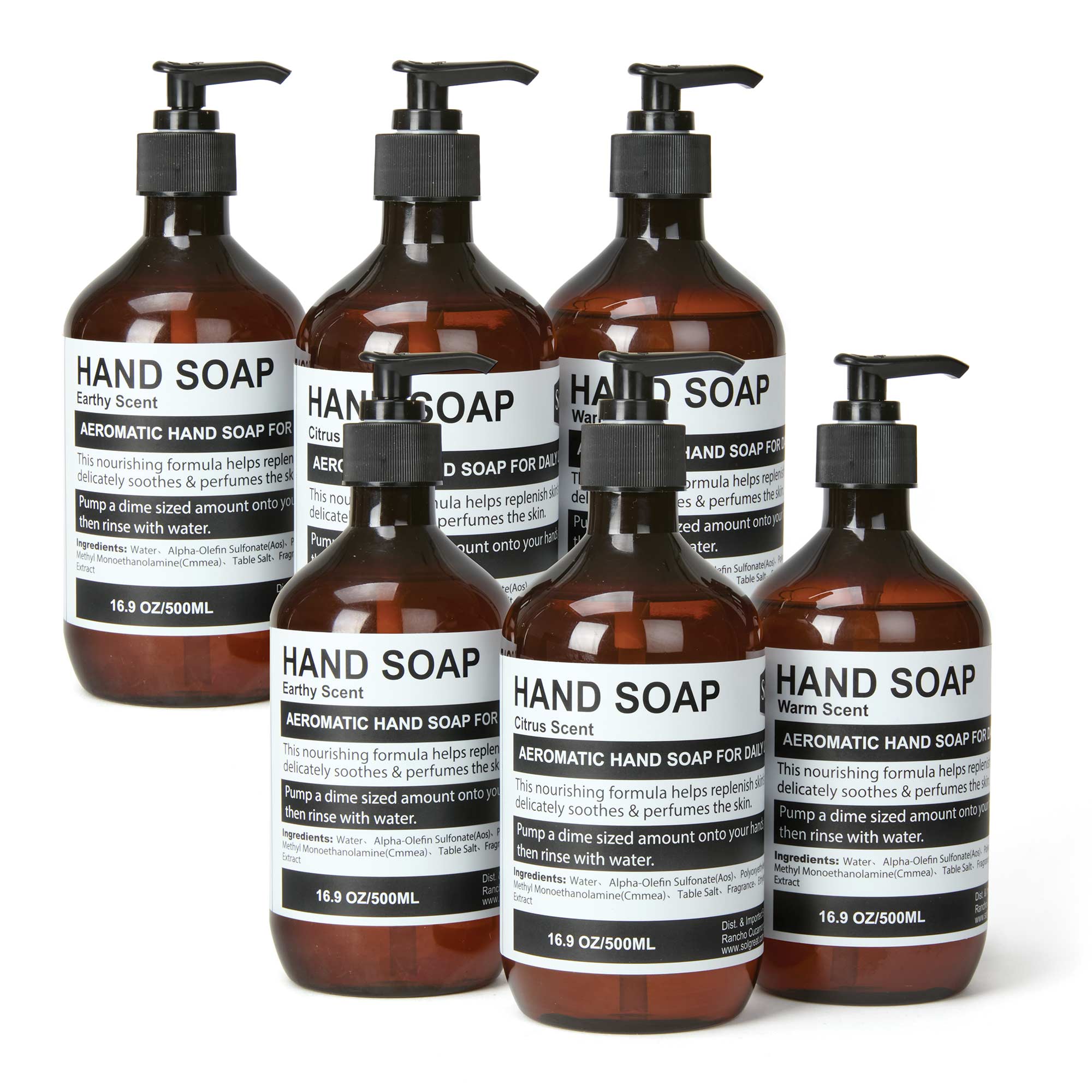 Assorted Aromatic Liquid Hand Soaps - 6 Pack