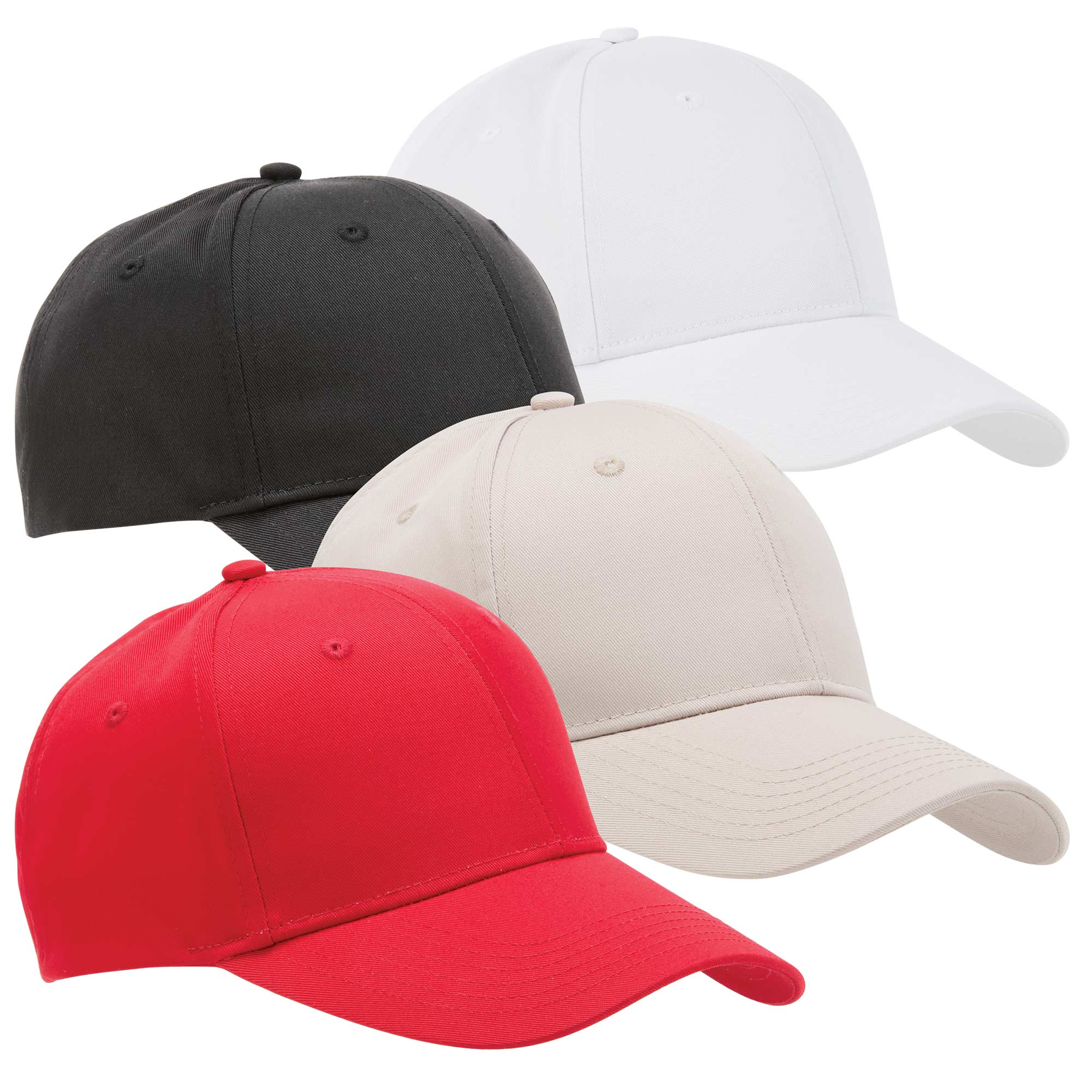 Cotton Twill Hat w/ Adjustable Hook & Loop Closure - 4 Pack