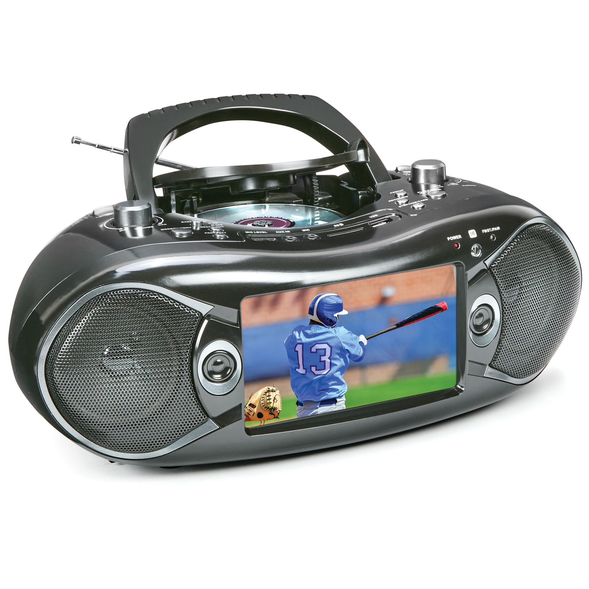 Naxa 7" Boombox with Built-in TV/DVD - Black