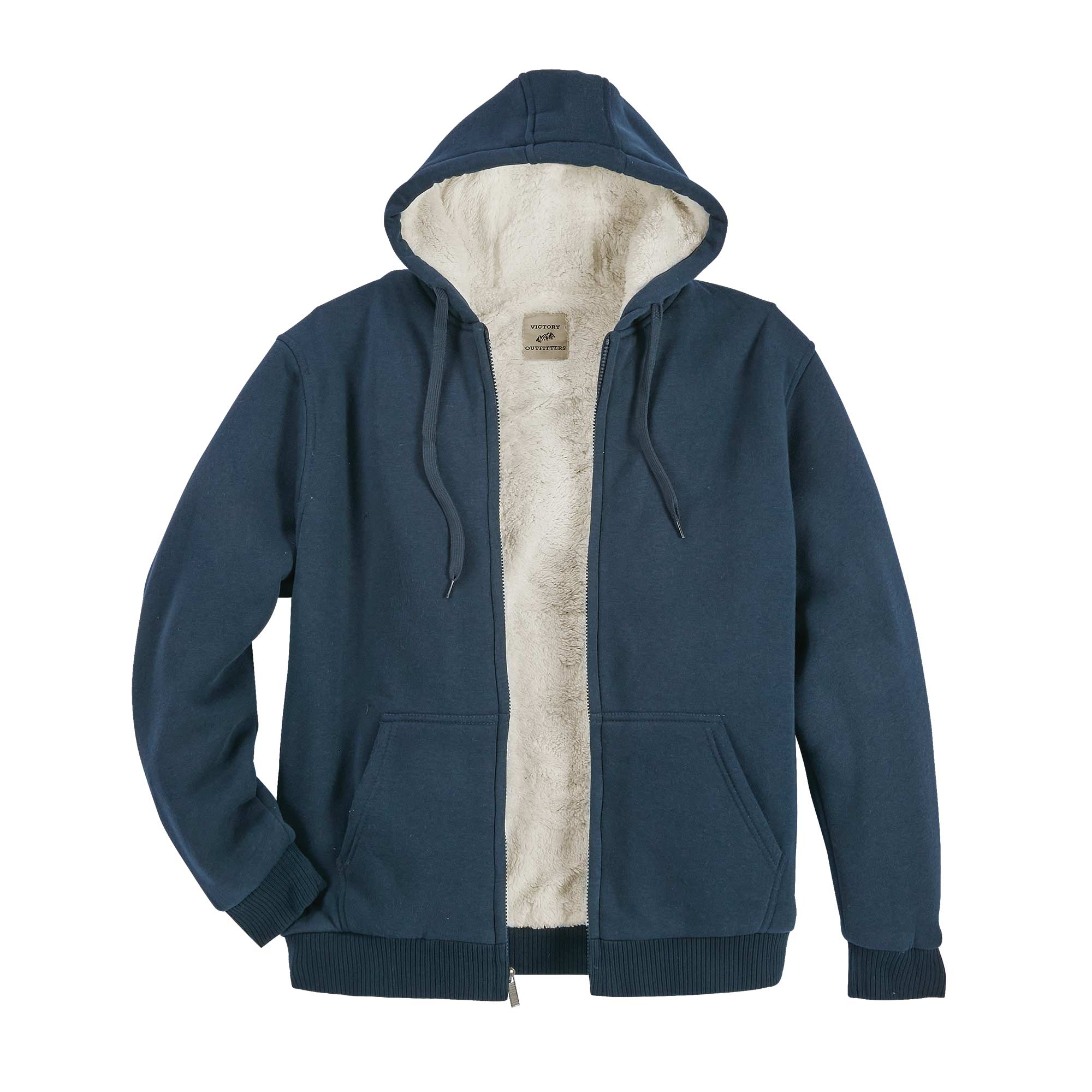 Sherpa Lined Full Zip Hoodie Navy