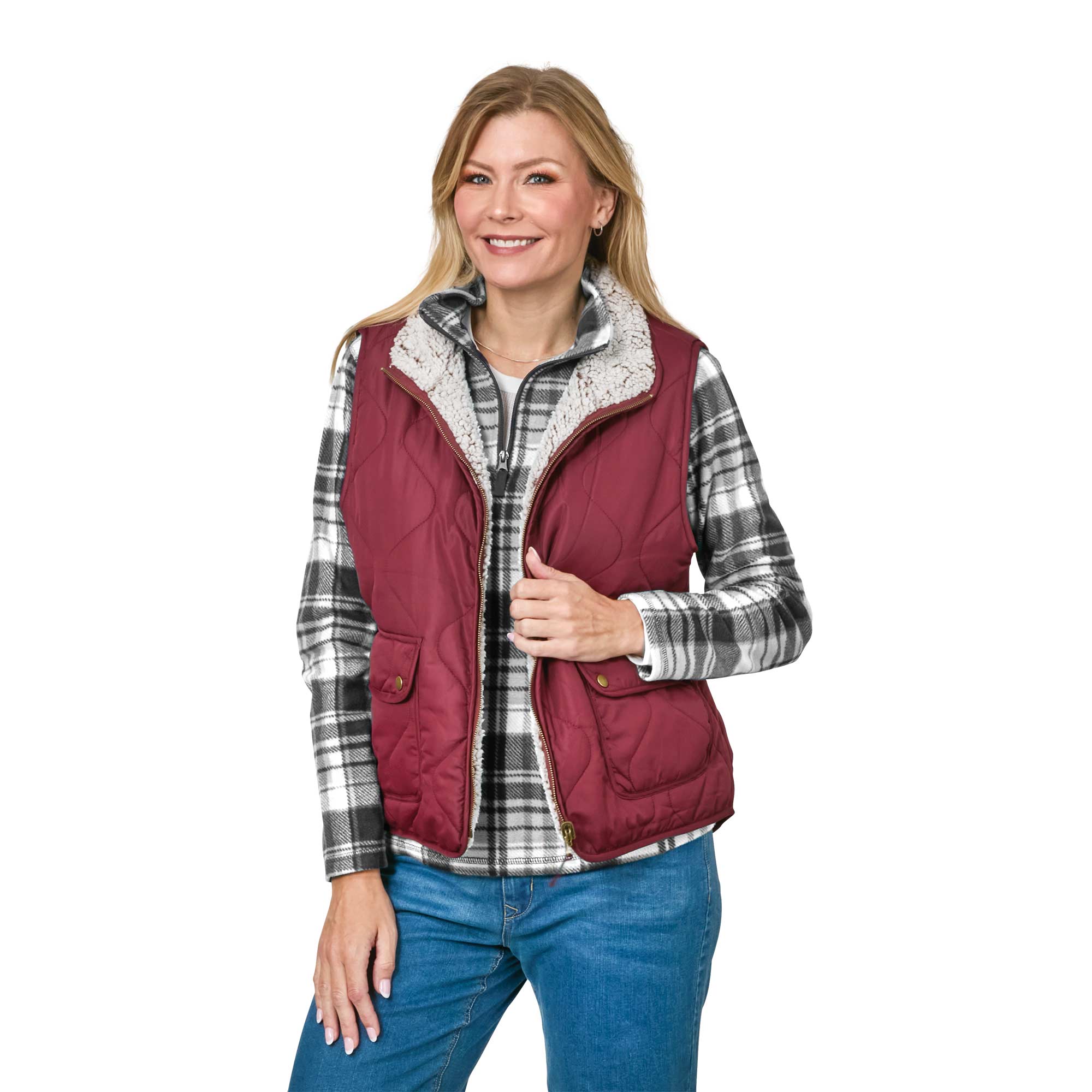 Ladies Reversible Vest - Wine