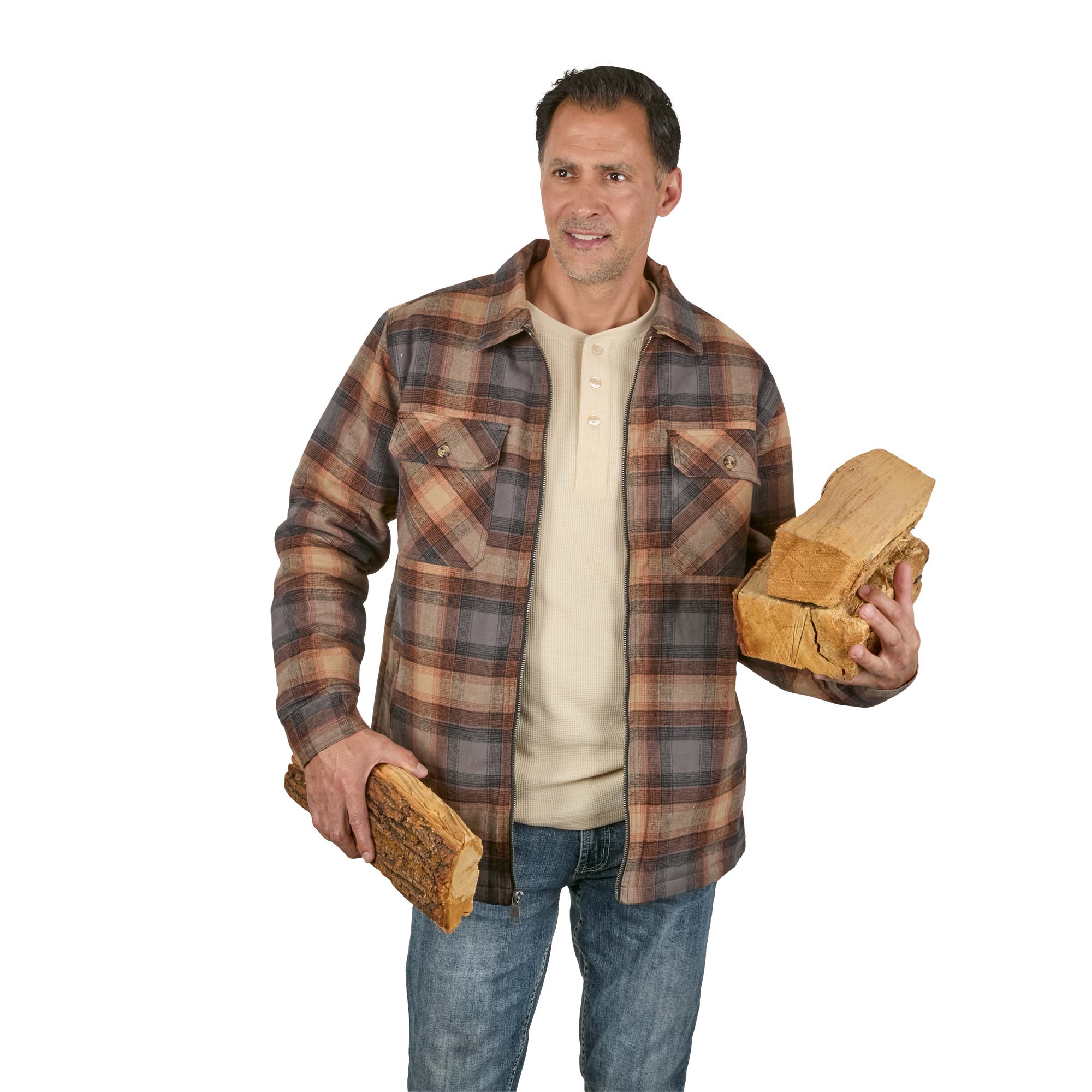 Sherpa-Lined Flannel - Brown