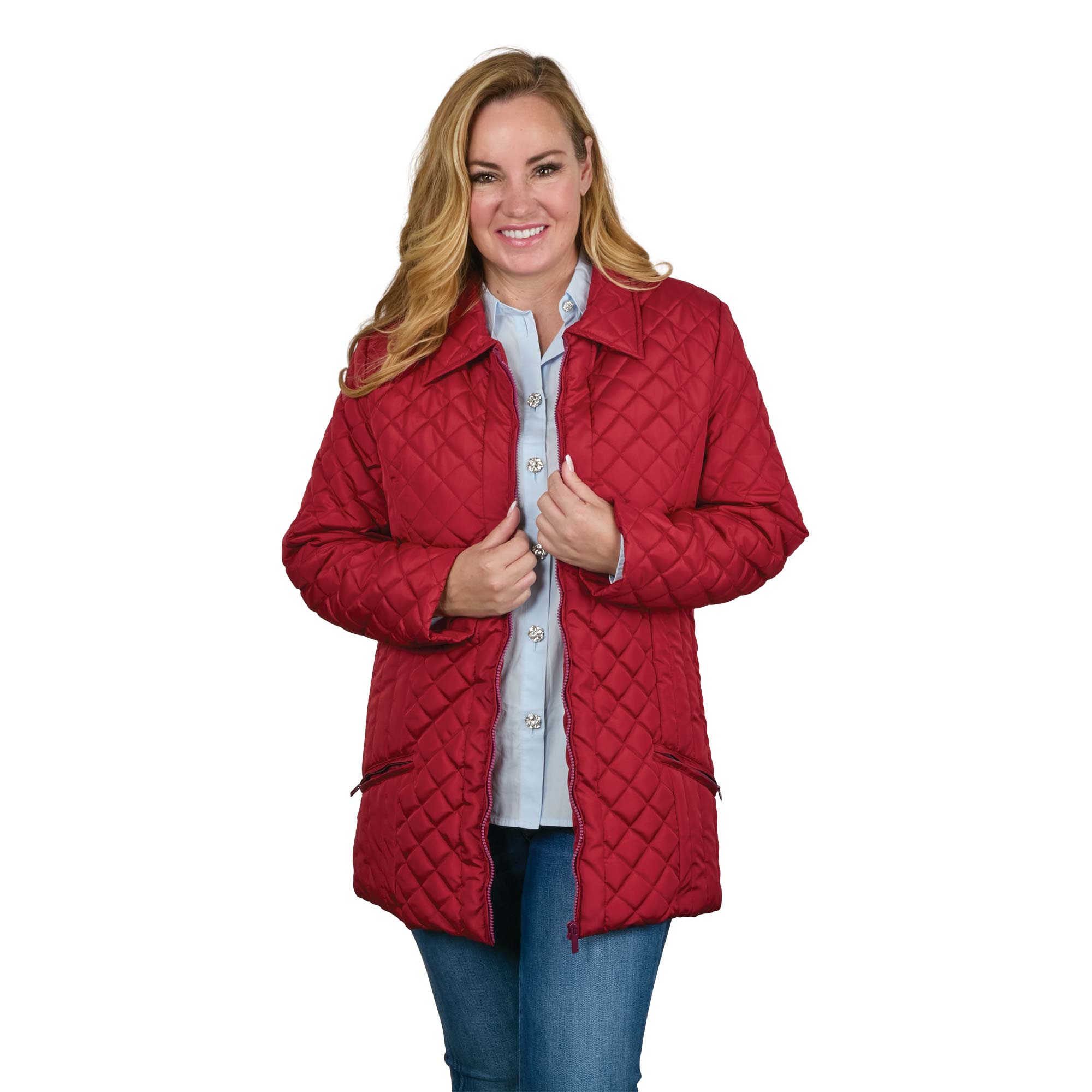 Ladies Quilted Full-Zip Jacket - Burgundy