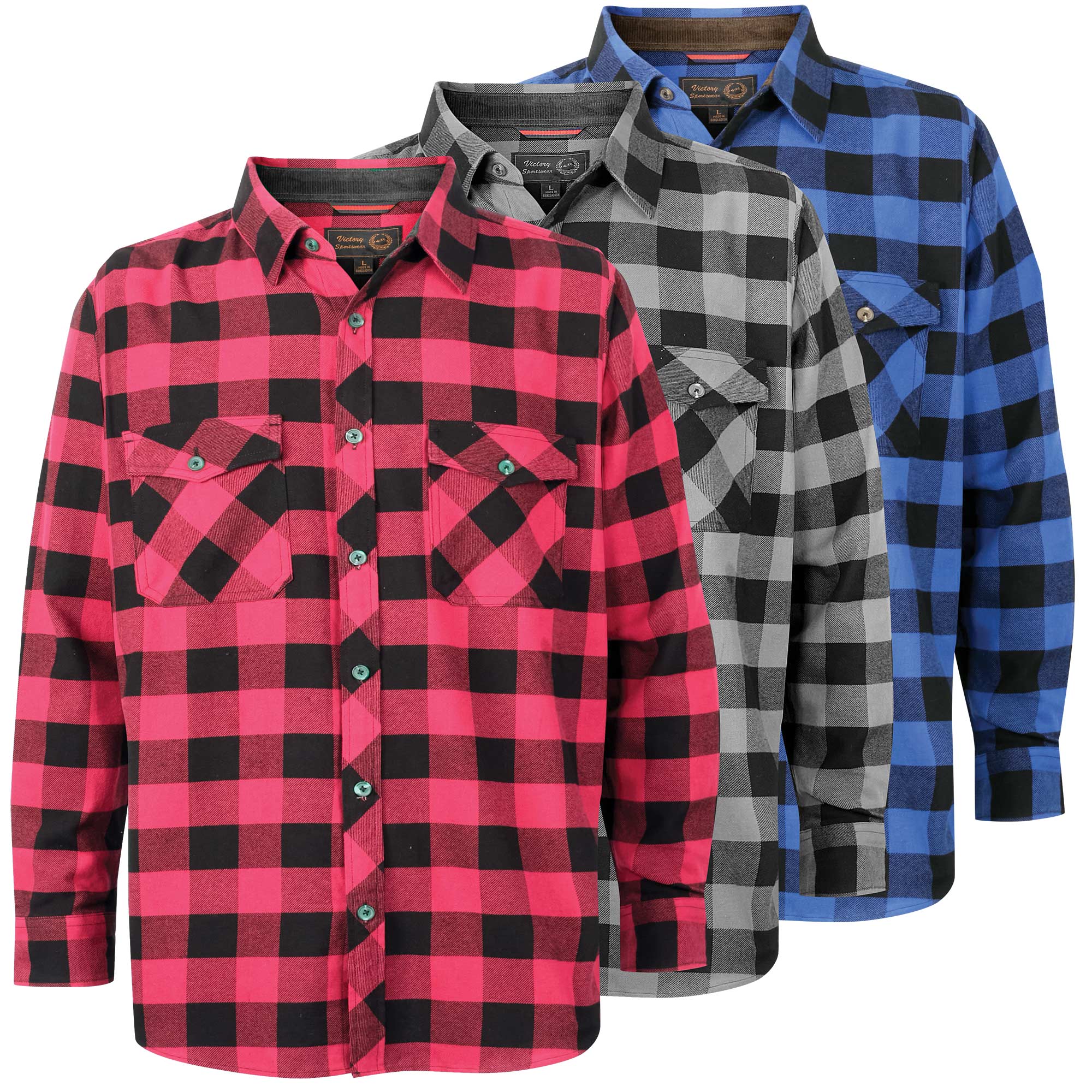 Men's Buffalo Flannel Shirts - 3 Pack