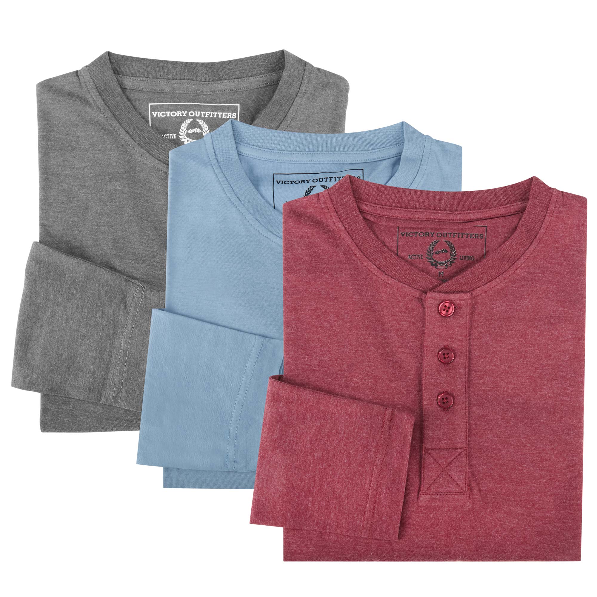 Light Long-Sleeve Henley - 3 Pack