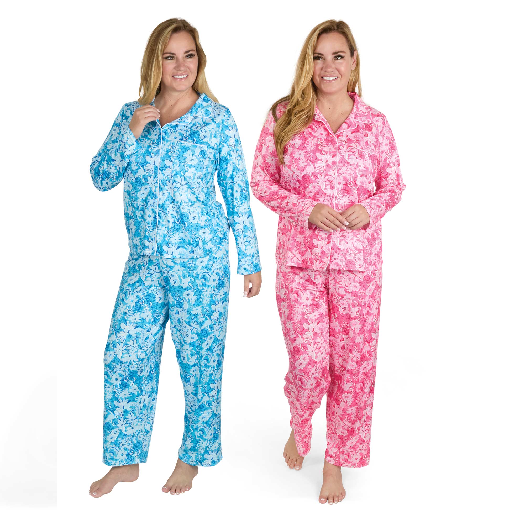 Ladies 2-Piece Pajamas - 2 Pack Pink/Blue