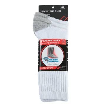 Men's Moisture-Wicking Crew Socks - 15 Pack (White)