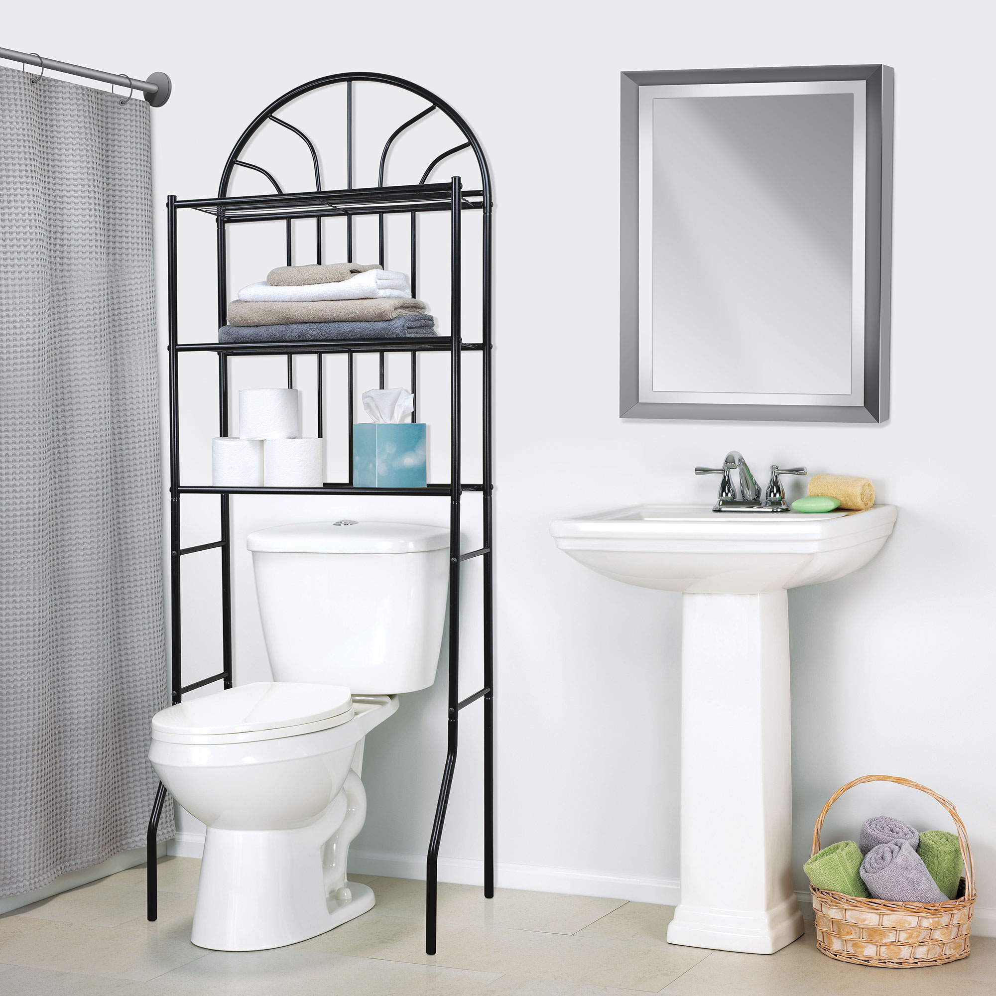 Home Basics 3 Shelf Steel Bathroom Space Saver, White