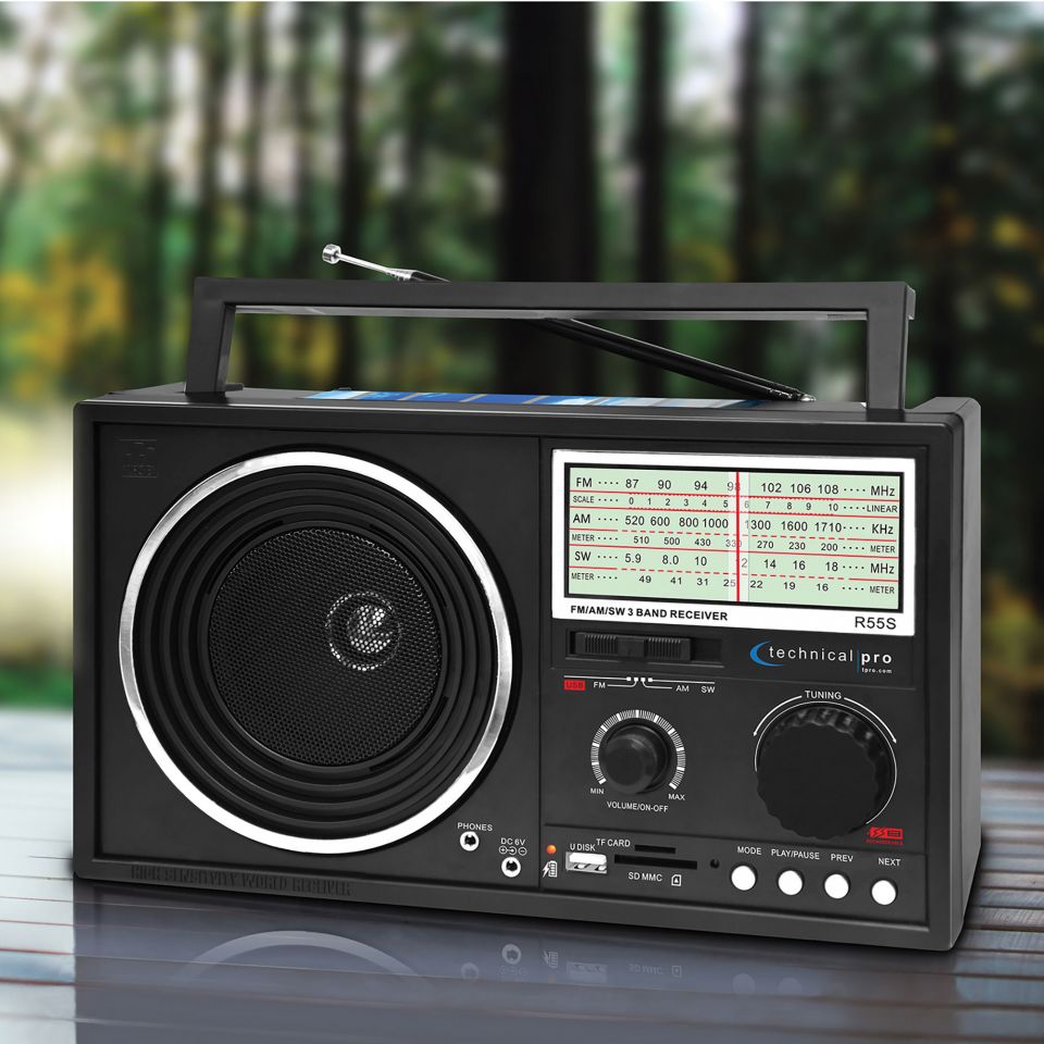 Technical Pro Solar Powered Am Fm Shortwave Radio With Bluetooth