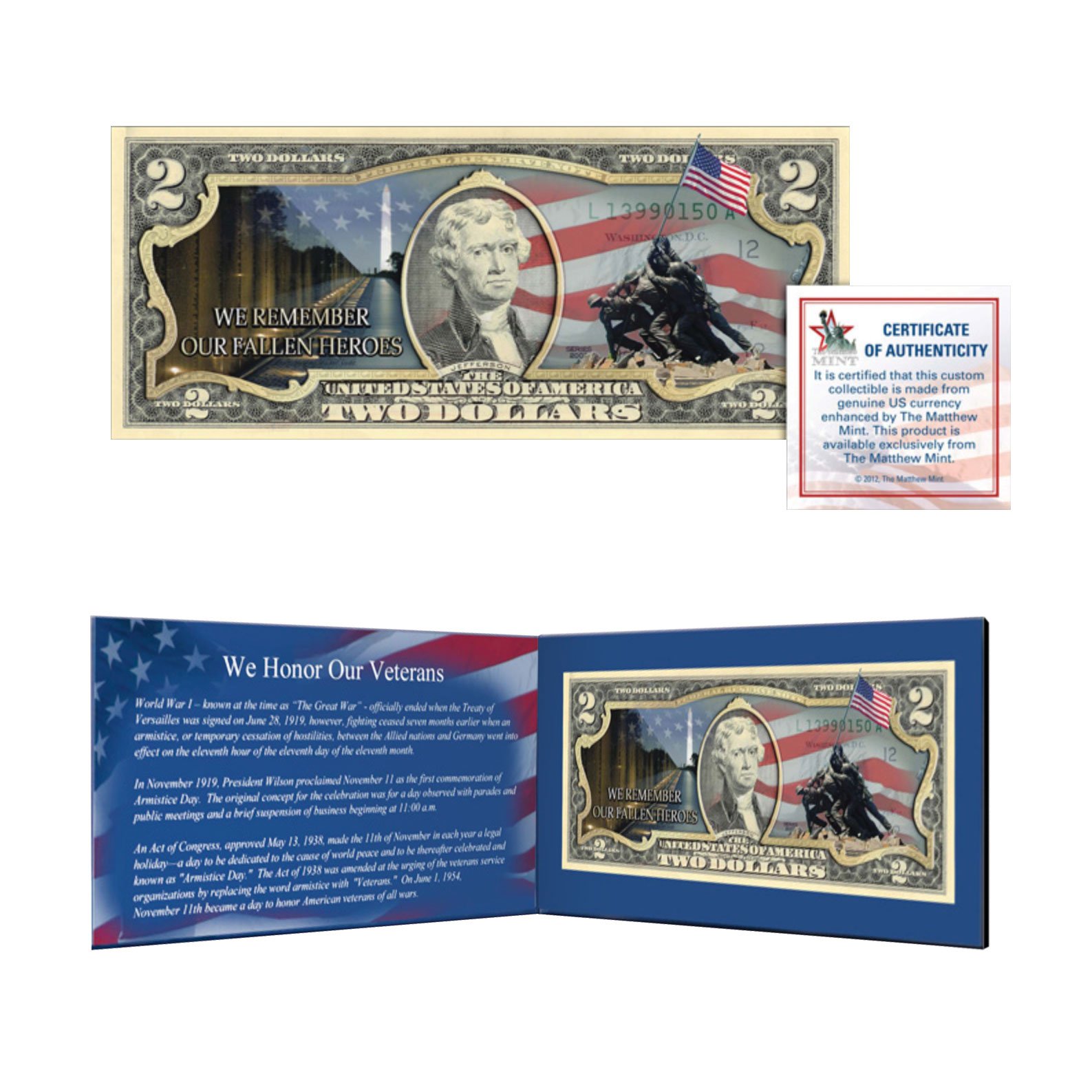 The Matthew Mint Veterans 2 Dollar Bill