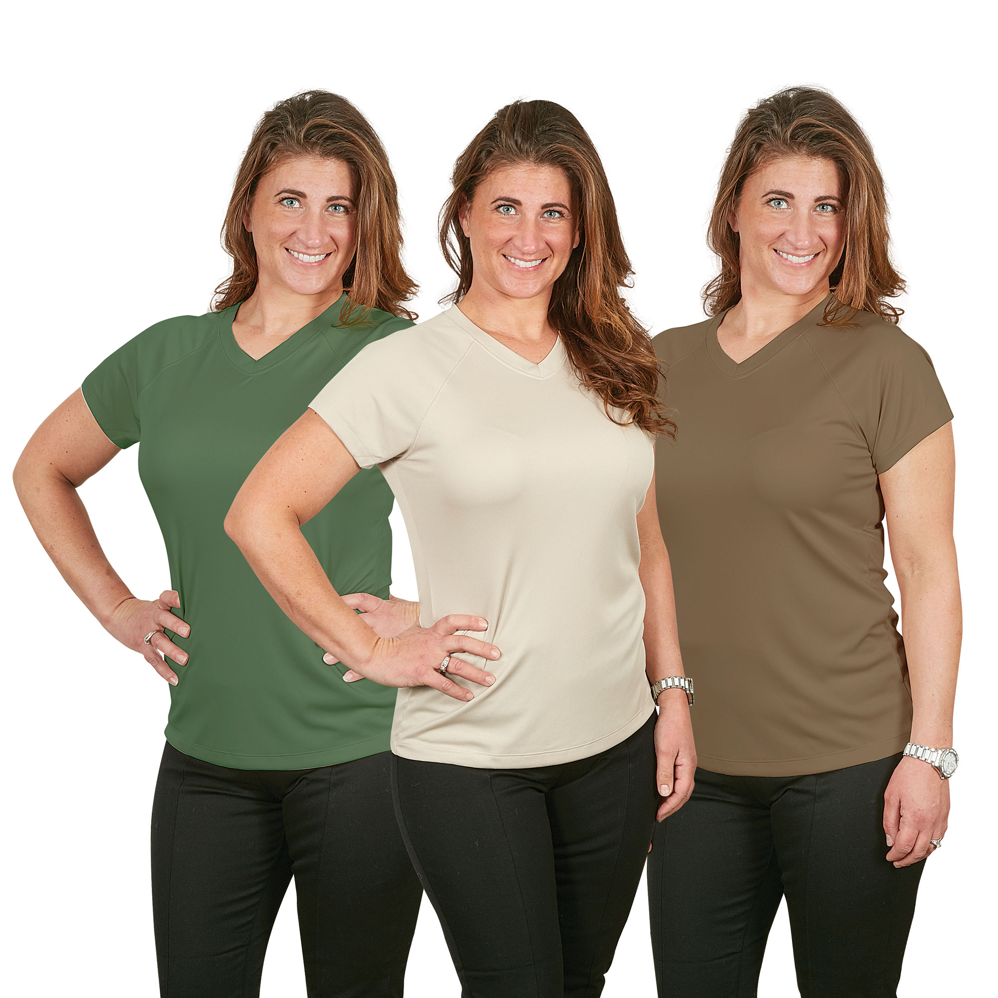 Champion Women's Double Dry V-Neck Shirts - 3 Pack